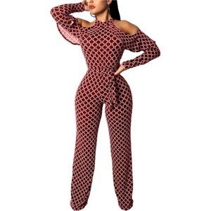 Jumpsuit for Women Sexy Elegant Long Straight Pants Cocktail Printing Jumpsuits